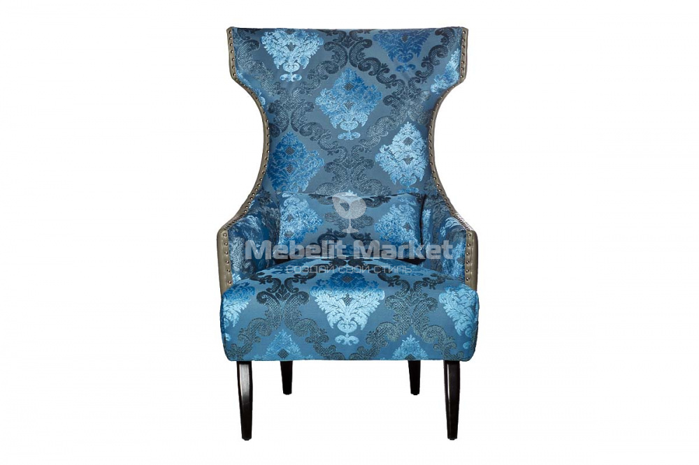 Кресло синее глуокое с ушами (ZW-387)